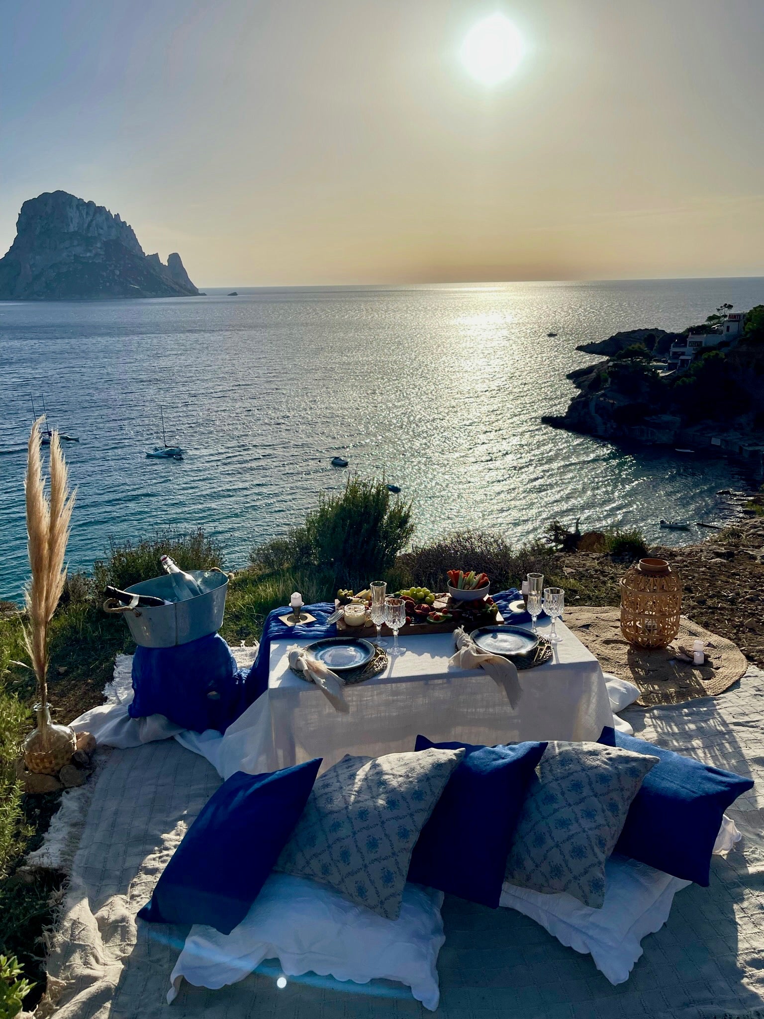 Romantic picnic for two in Ibiza, perfect for a proposal.