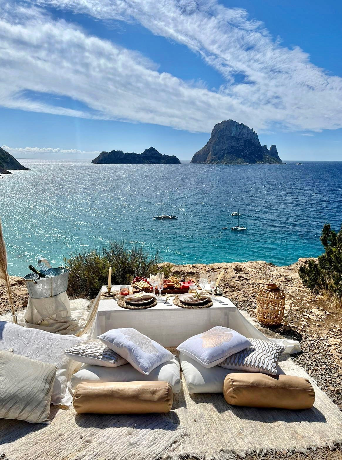 Romantic picnic for two in Ibiza, perfect for a proposal.