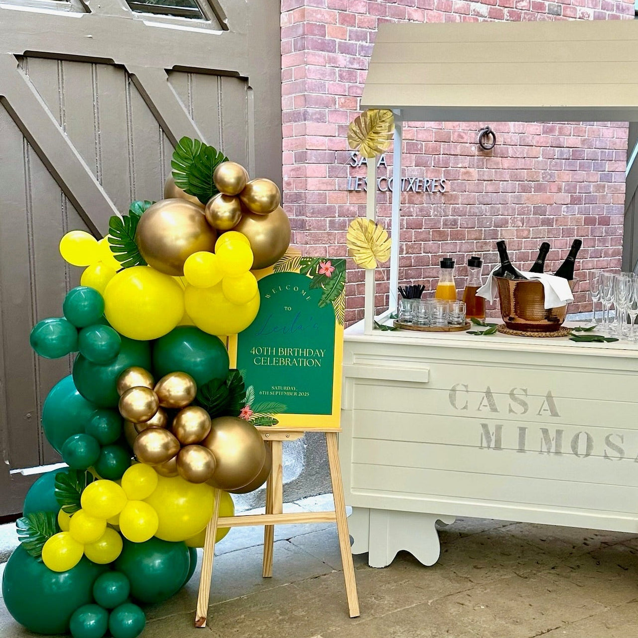 Birthday Party Barcelona with event sign at the welcome stand
