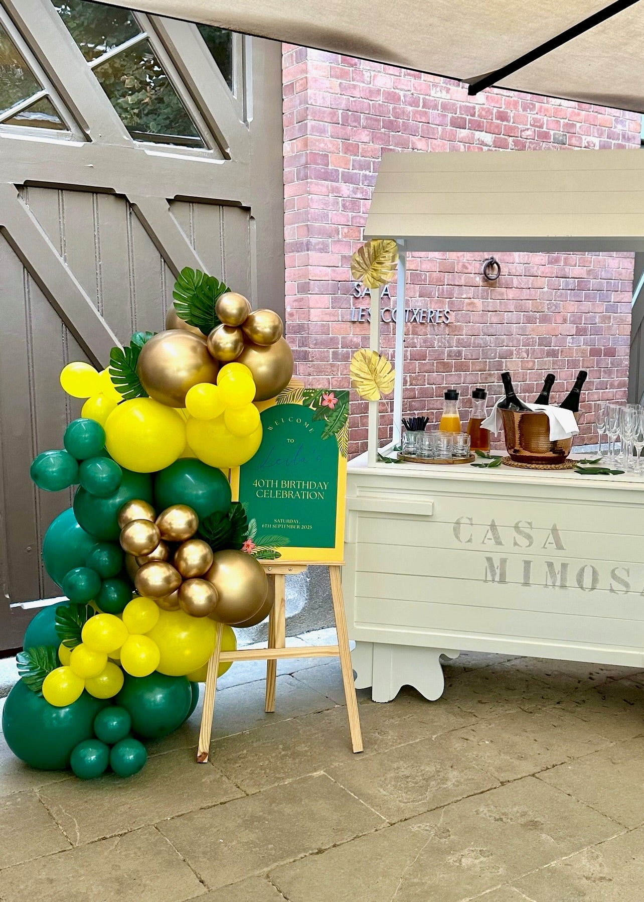 Birthday Party Barcelona with event sign at the welcome stand