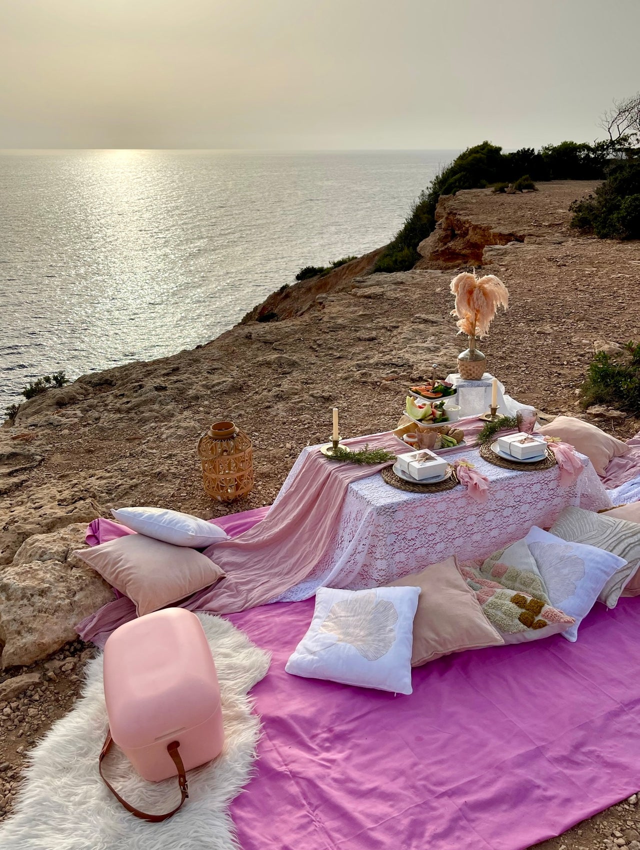 Romantic picnic for two in Ibiza, perfect for a proposal.